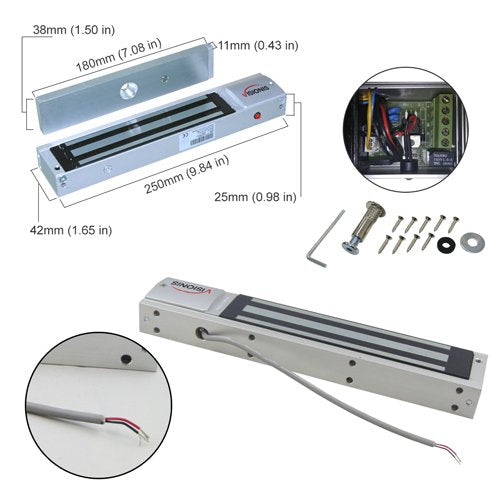 One Door Access Control Electromagnetic Lock Kit with Wireless Receiver Remote and PIR Kit Y95674