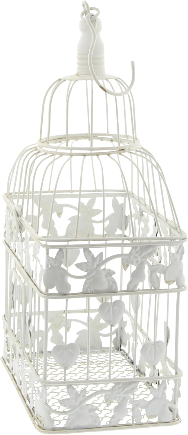 White Metal Birdcage W397
