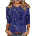3/4 Sleeve Round Neck Loose Casual Floral Print Blouses L3307