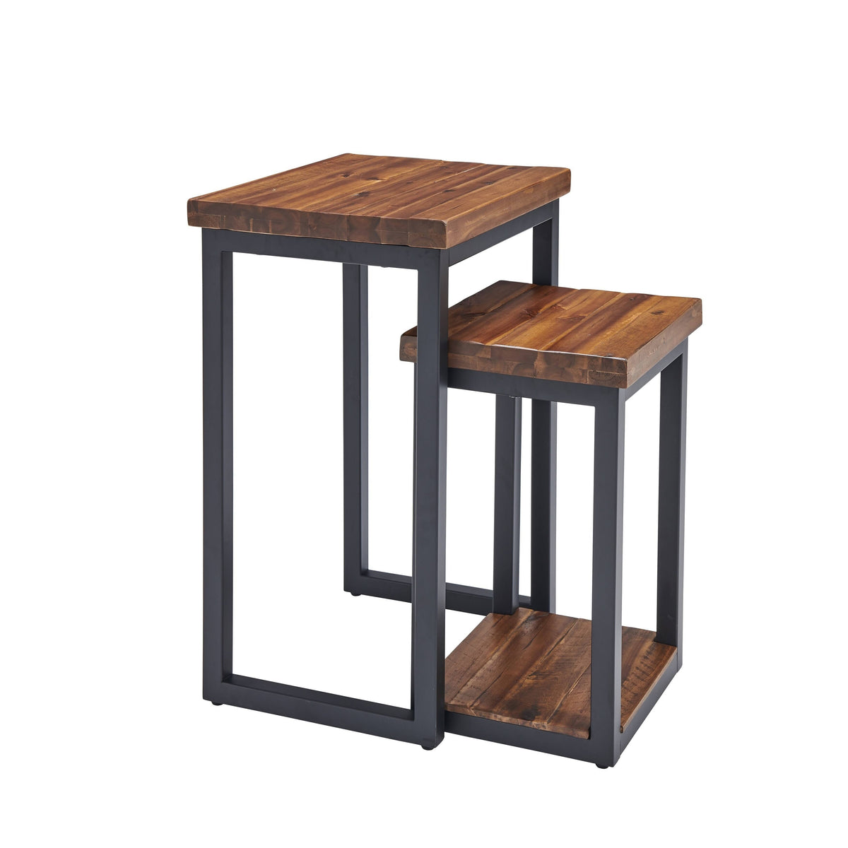 Rustic Wood Nesting End Tables (Set of 2) X621