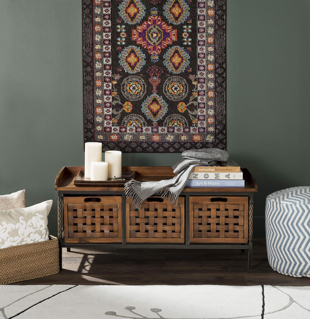 Brown Wooden Storage Bench R9517