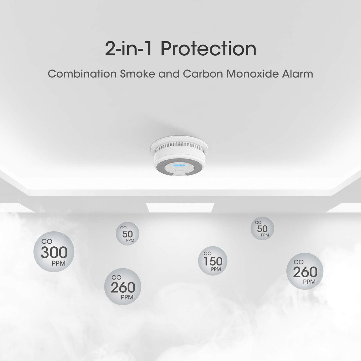 Wireless Interconnected Combination Smoke and Carbon Monoxide Detector with LCD Display, Pack of 3 K503