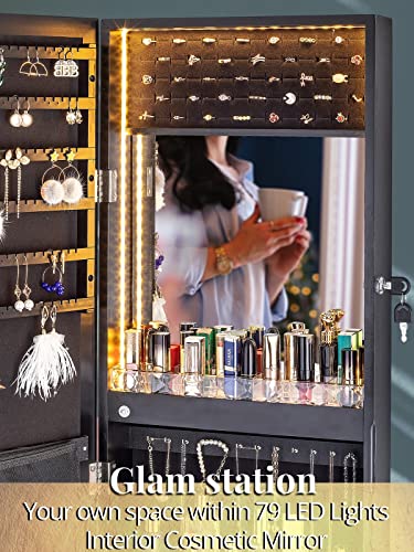 White Lockable Mirror Jewelry Cabinet with Drawers T190223