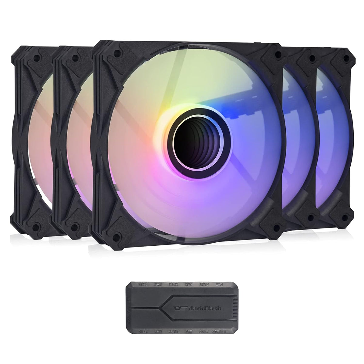 White 5Packs 120mm ARGB PWM Case Fans with Controller R508443