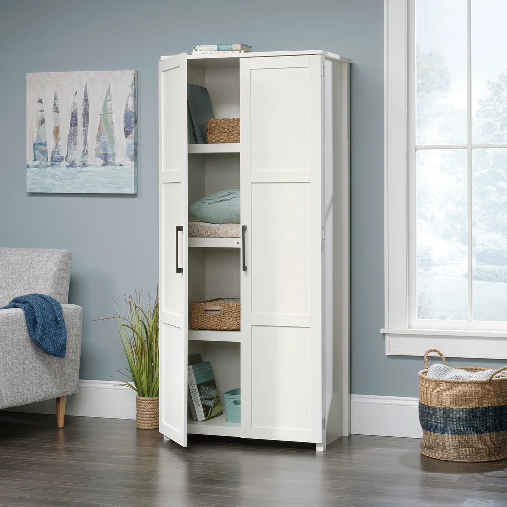 White 4-Shelf Wood Storage Cabinet U741