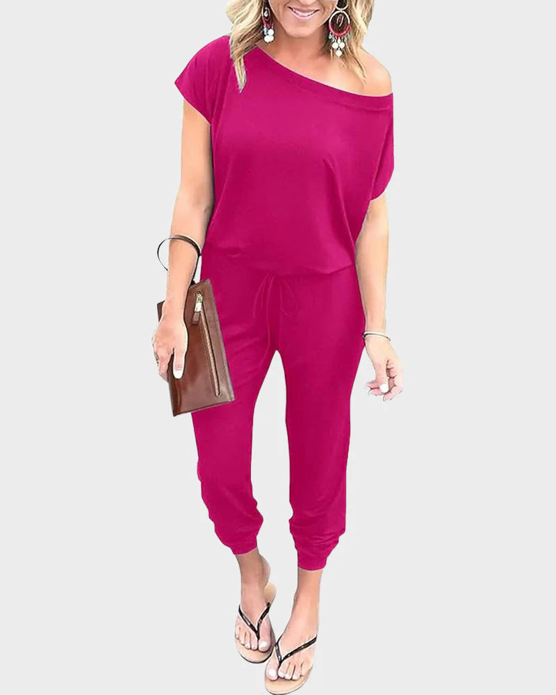 Off-Shoulder Short Sleeve Jumpsuit H92928