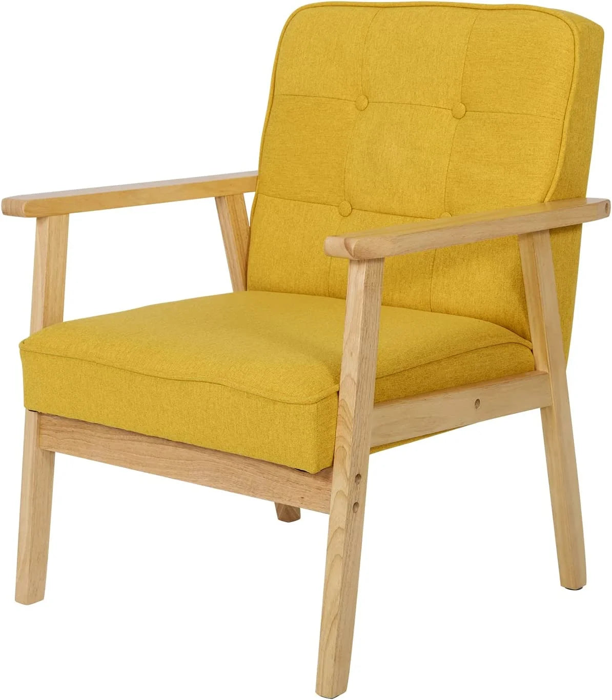 Set of 2 Fabric Wood Accent Chair with Memory Foam Cushions I906