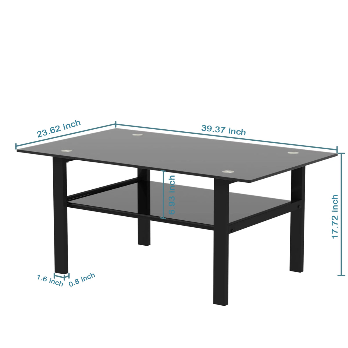Glass Square Coffee Table Black U833