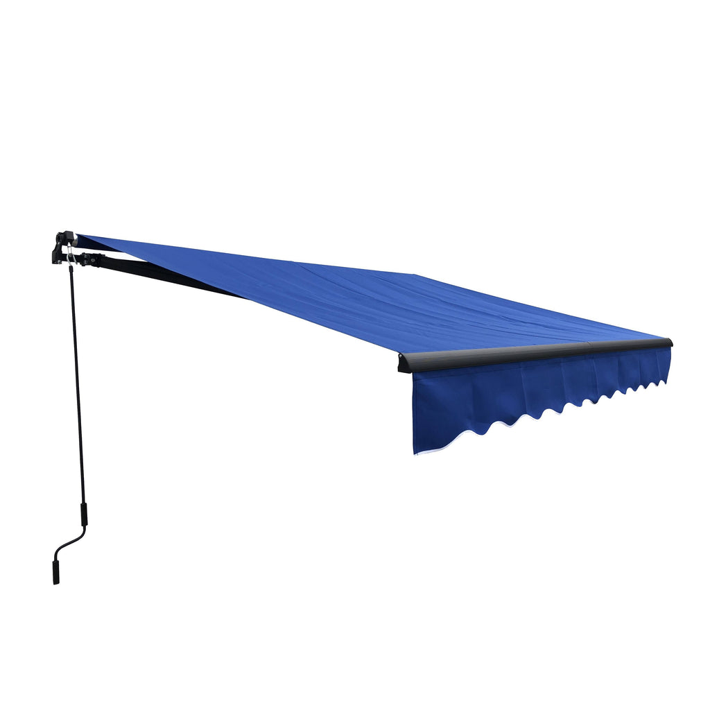 13 x 10 ft. Black Frame Retractable Patio Canopy Awning Blue W161614