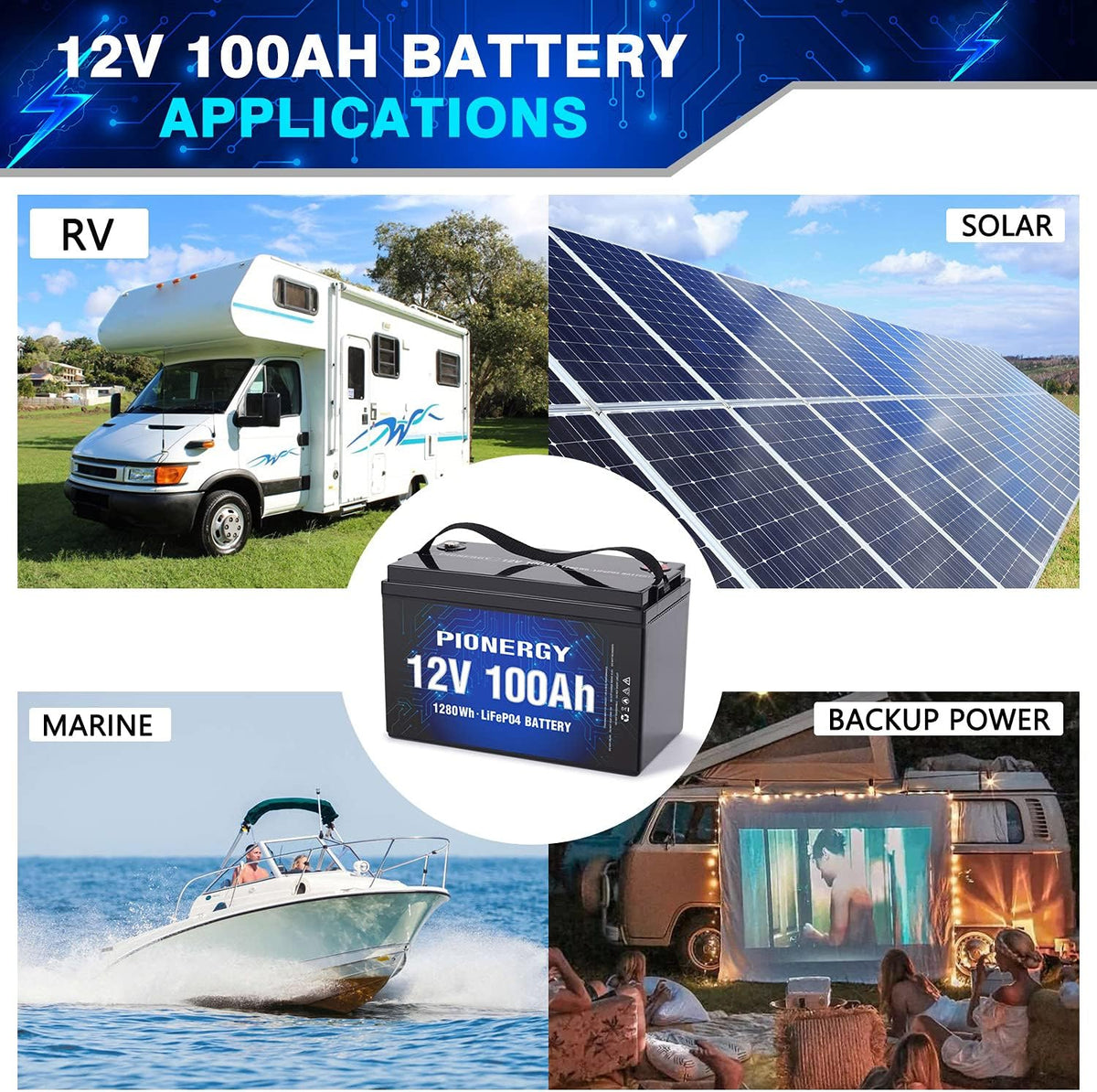 12V 100Ah LiFePO4 Lithium Battery with 100A BMS Q123224