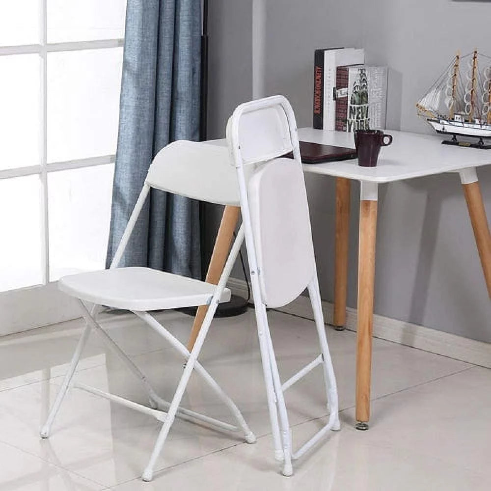 White Plastic Folding Chairs Set of 10 Z221
