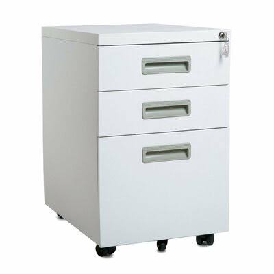 White 3-Drawer Mobile Vertical Filing Cabinet N759471
