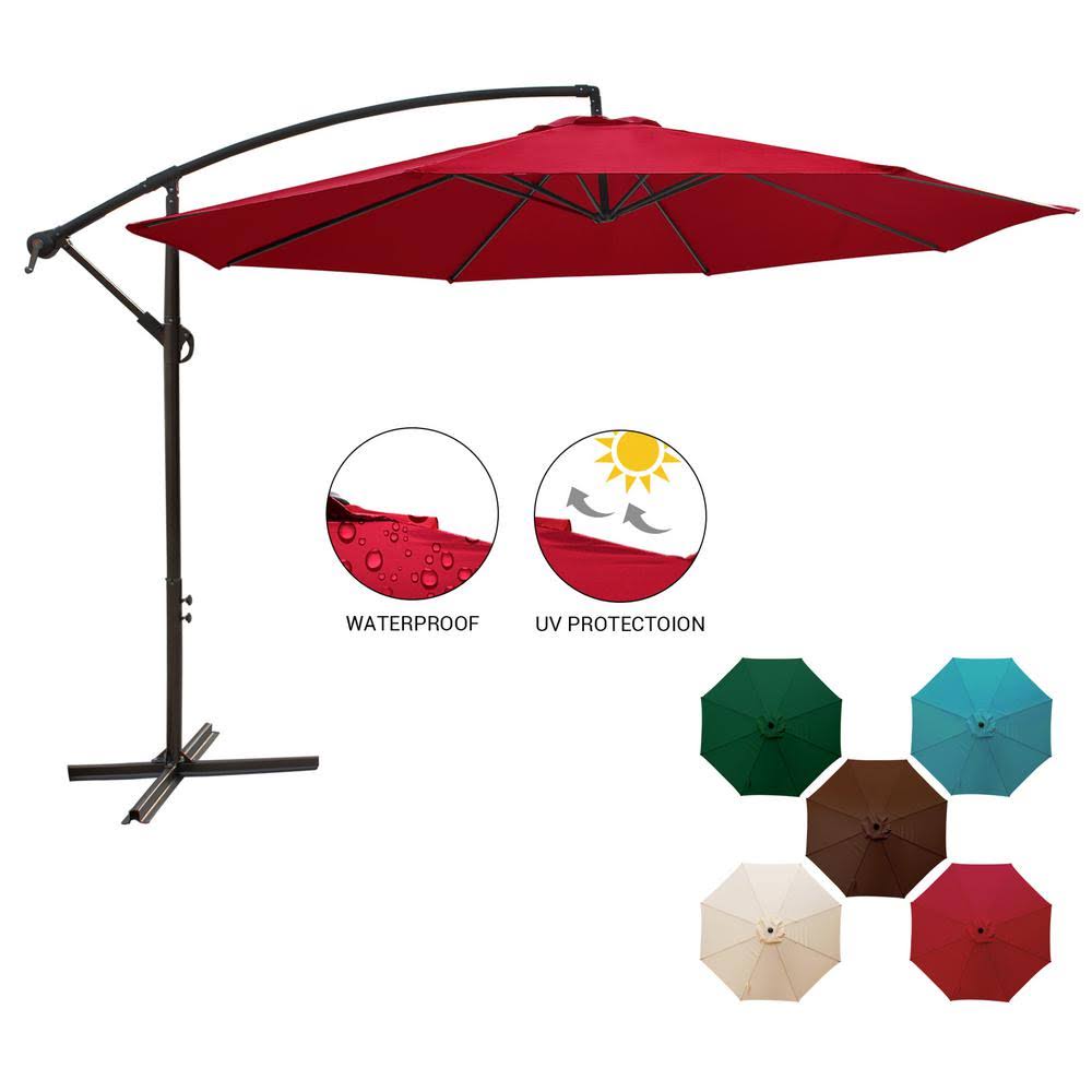 10 ft. Round Steel Cantilever Offset Patio Umbrella in Red H899775