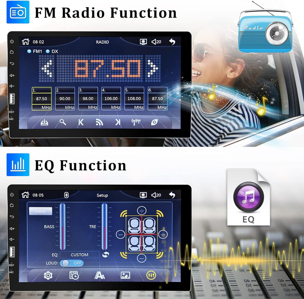 Single Din Car Stereo with Carplay and Android Auto, 9 Inch Touchscreen MP5 Player with Bluetooth J7021