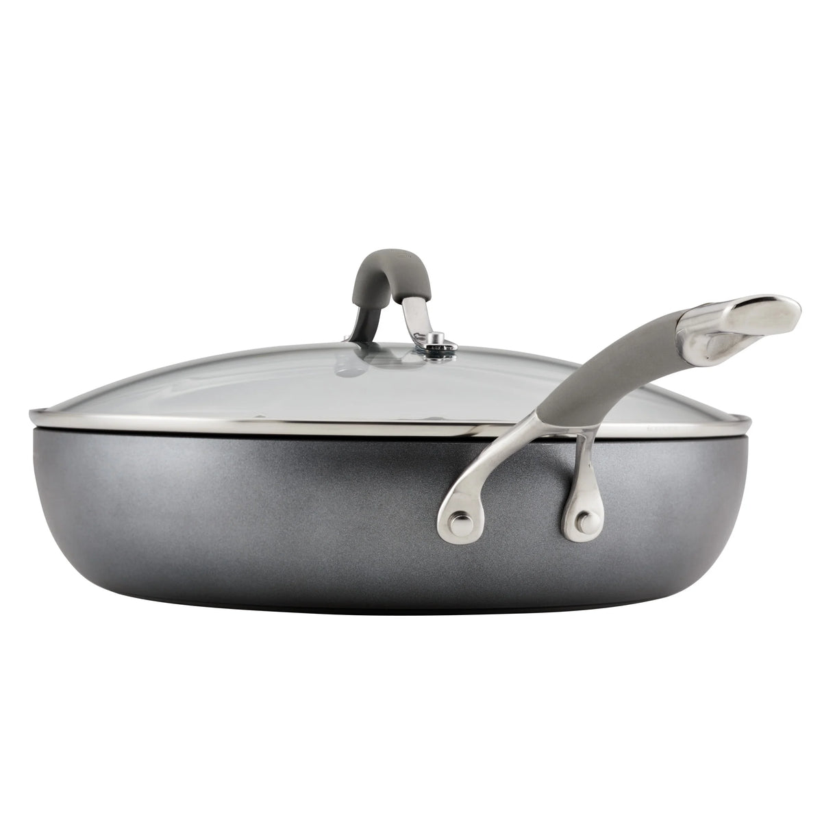 12 inch Hard-Anodized Nonstick Deep Frying Pan with Lid, Gray Q854650