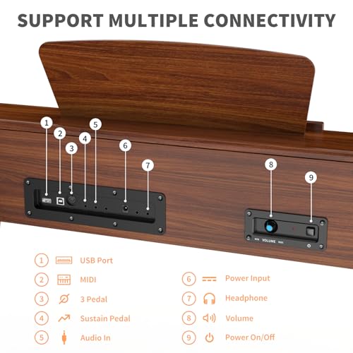 88-Key Weighted Action Digital Piano with Triple Pedal R242