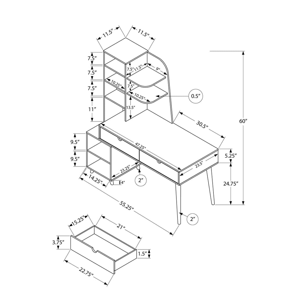 Computer Desk with Bookcase K9278