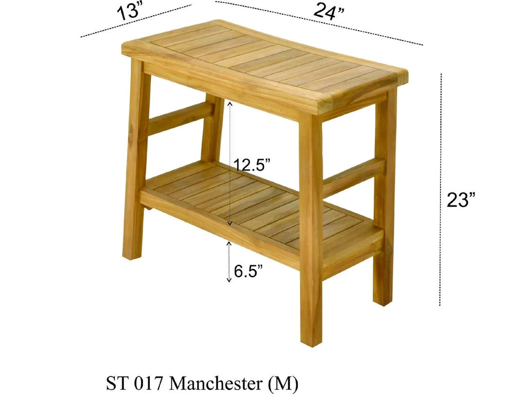 Teak Wood Shower Seat 24" Outdoor Bench V55124