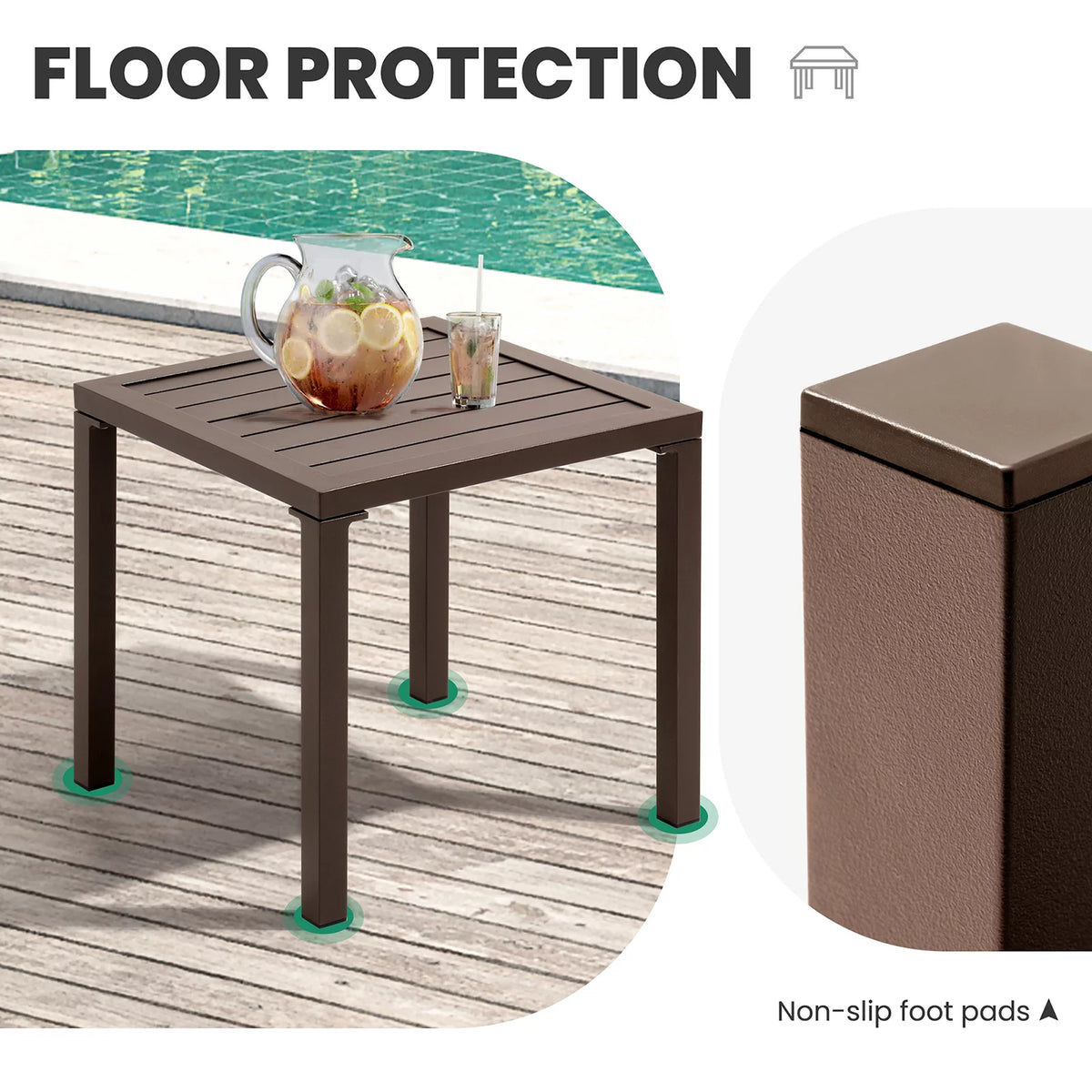 Brown Square Aluminum Bistro Table U41494