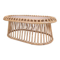 Rattan Side End Table and Oval Coffee Table with Wood Top K60537