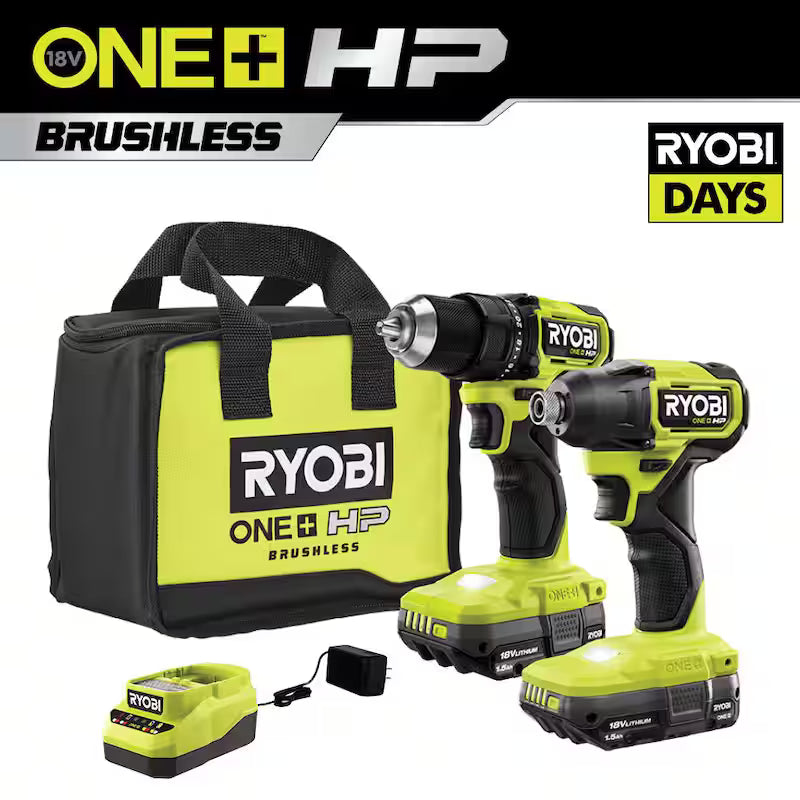 18V Brushless Cordless Compact 1/2 in. Drill and Impact Driver Kit with 1.5 Ah Batteries, Charger and Bag P46724