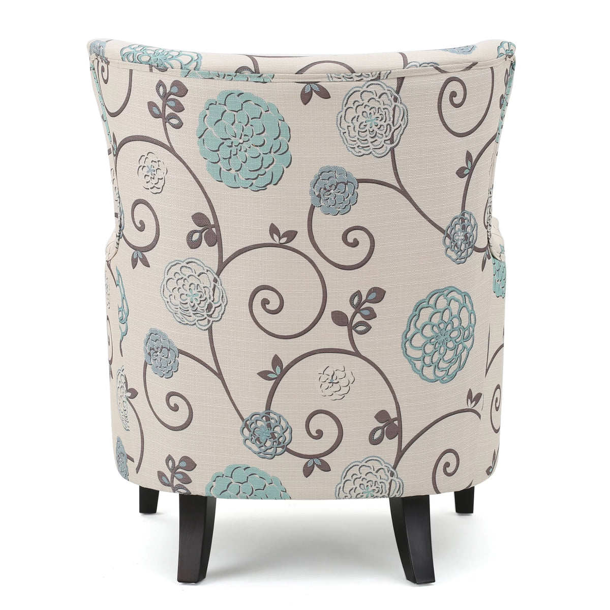 White and Blue Floral Fabric Club Chair L67384
