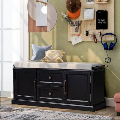 Black Drawer Storage Bench P649