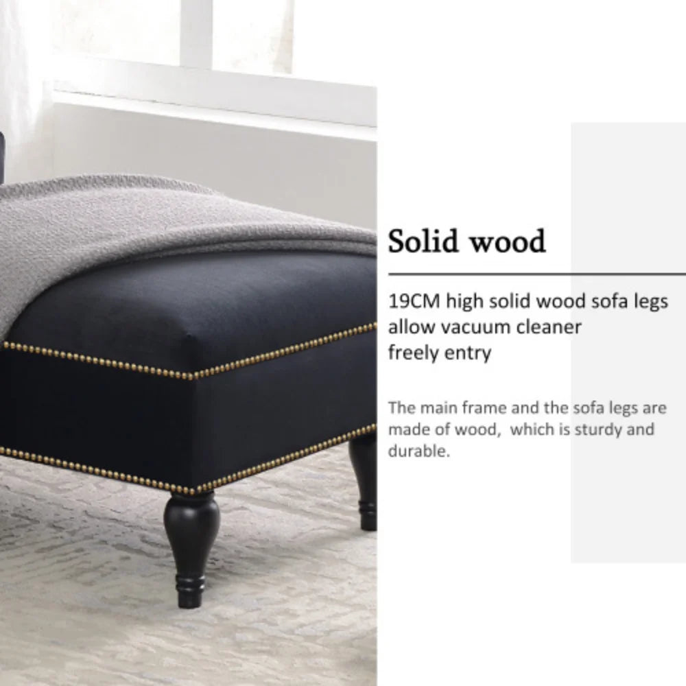 Velvet Button Tufted Chaise Lounge with Nailhead Trim L403185