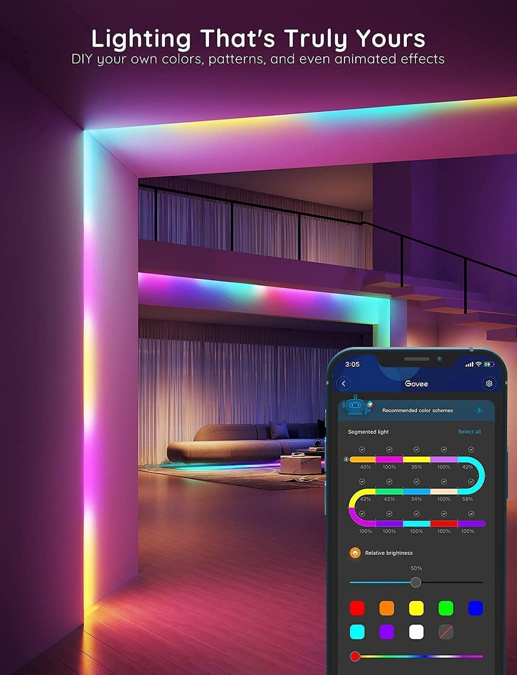 65.6ft RGBIC Smart WiFi LED Light Strip Pack of 2 U140
