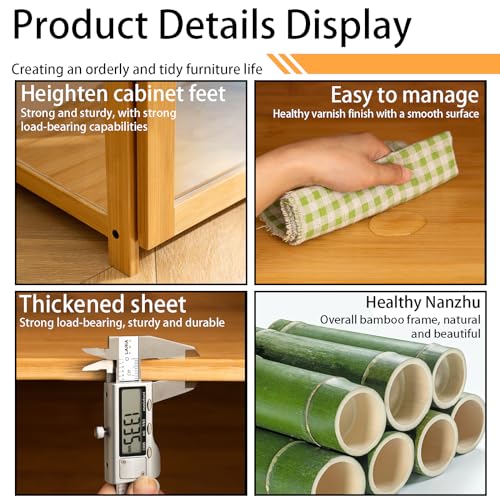 5 Tier Bamboo Display Cabinet with Acrylic Glass Door K686