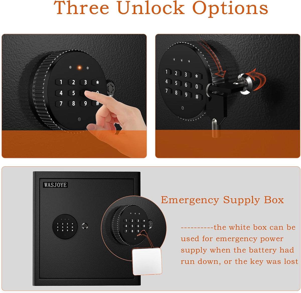 Security Safe Cash Box with Double Digital Keypad Key Lock (13.78 x 9.85 x 9.85 Inch) A517269