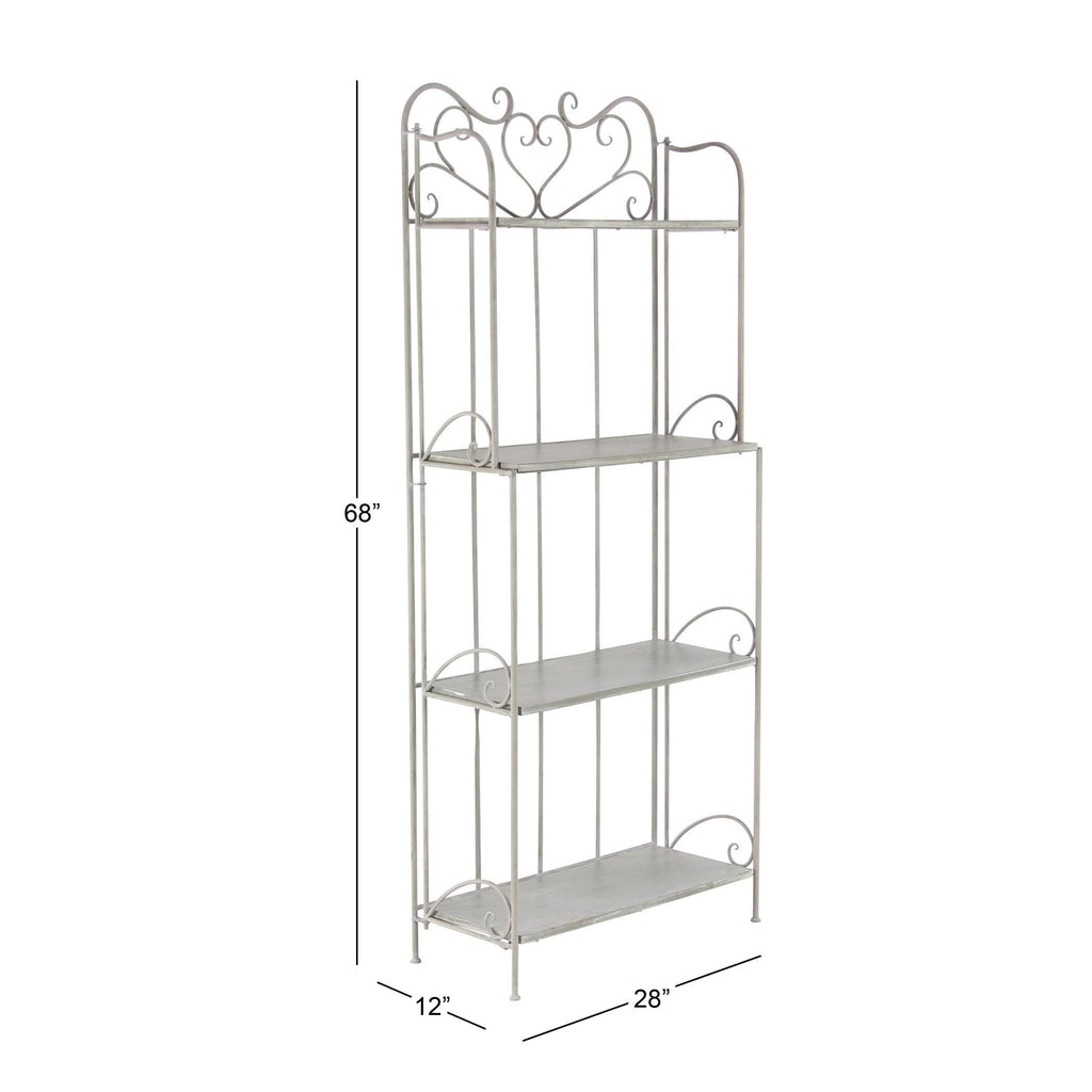 Gray Wood and Iron Four-Tier Bookshelf U378036