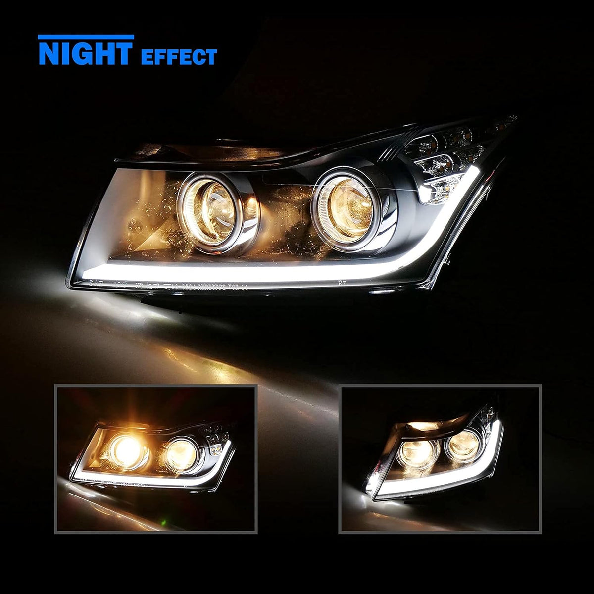 Headlight Assembly with LED Daytime Running Lights Projector for 2011-2015 Chevy Cruze E8710