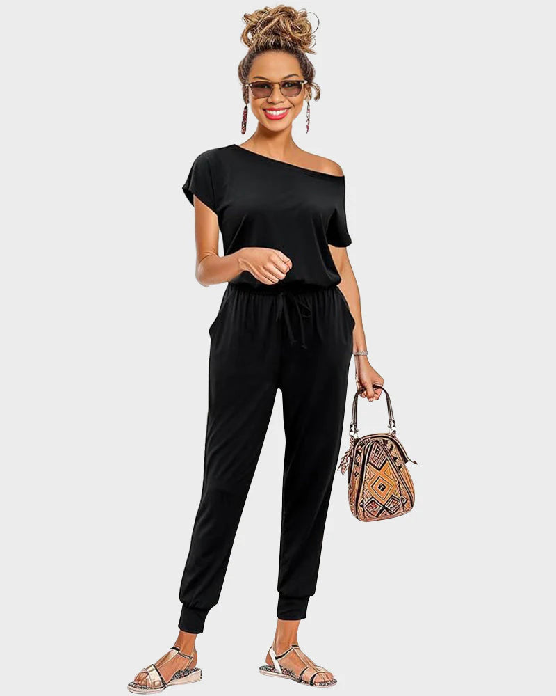Off-Shoulder Short Sleeve Jumpsuit H92928