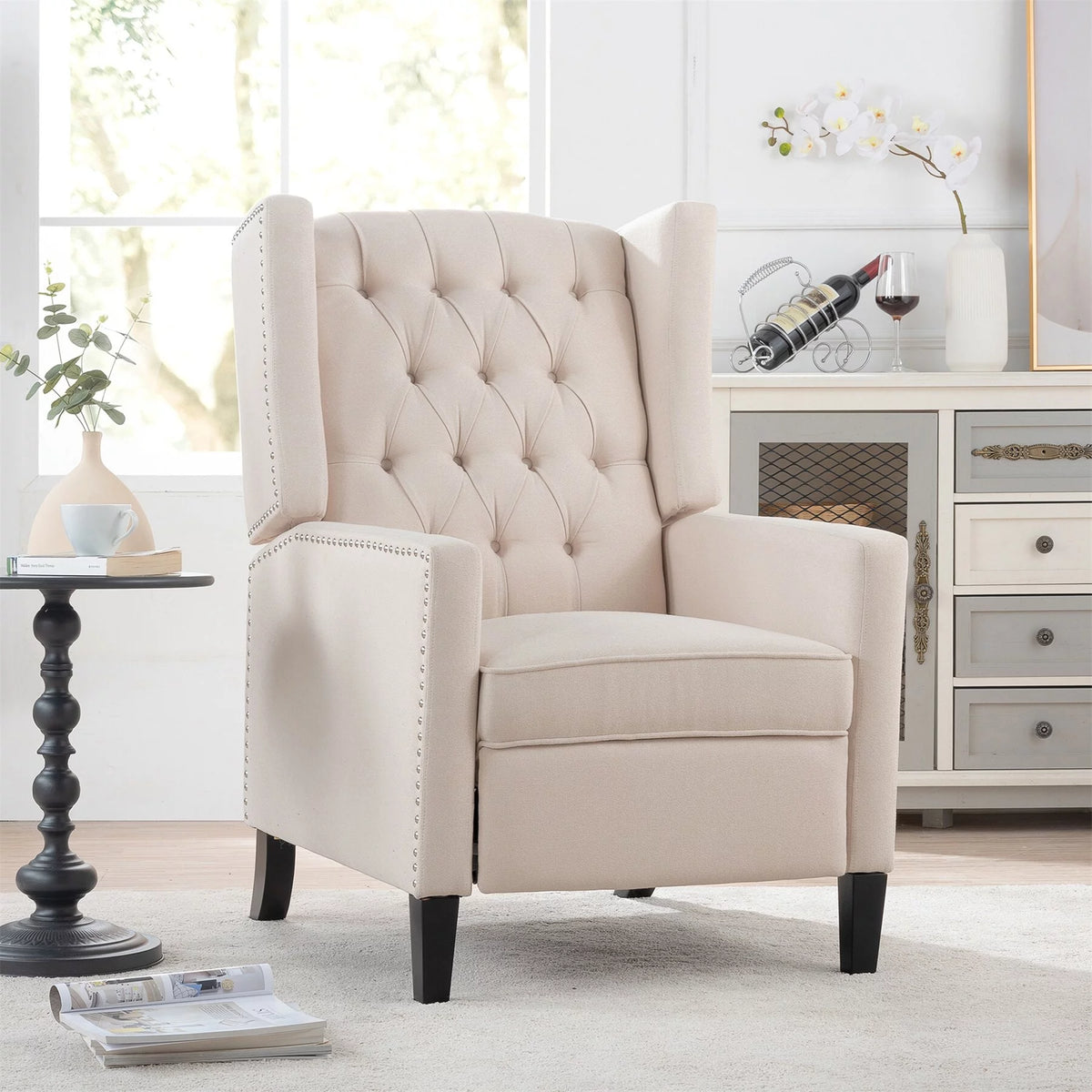 Blue Upholstered Manual Recliner J124