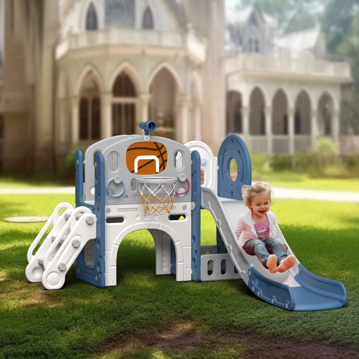 7 in 1 Toddler Slide Set with Basketball Hoop and Ball A2584