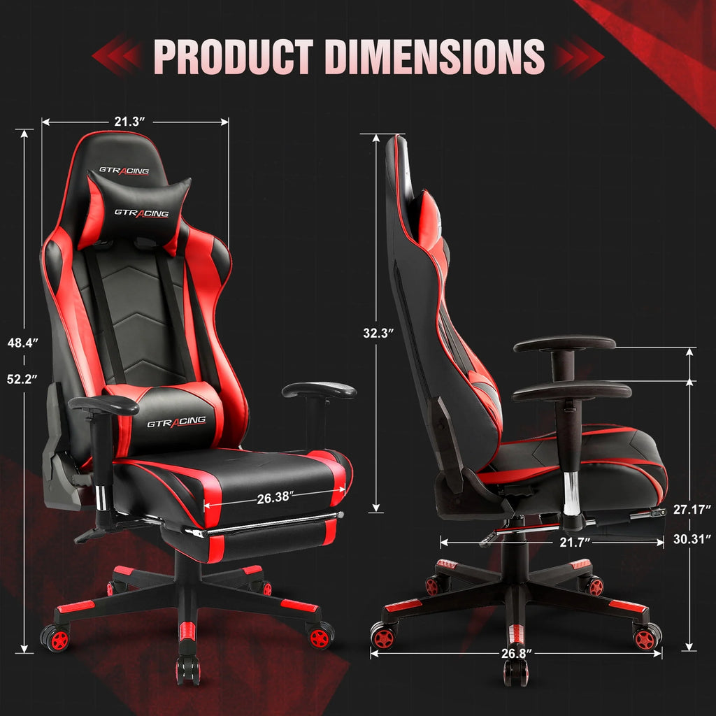 Red PU Leather Gaming Chair with Footrest Y117