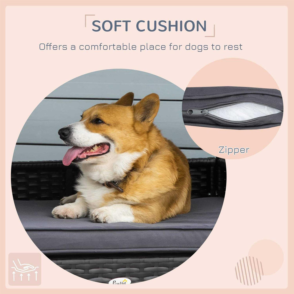 Wicker Elevated Dog House with Removable Cushion M2189