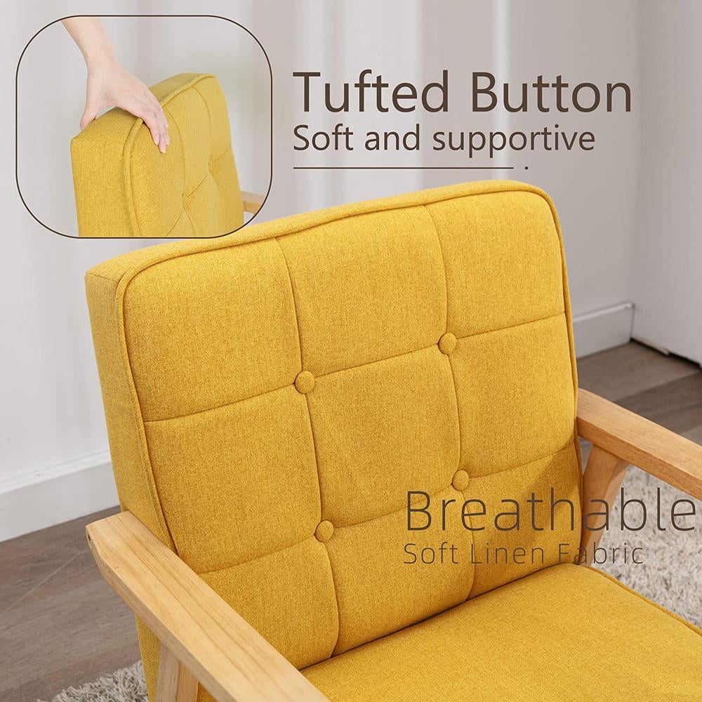 Set of 2 Fabric Wood Accent Chair with Memory Foam Cushions I906
