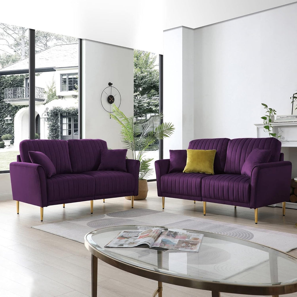 Purple Velvet Sofa and Loveseat Set N68478