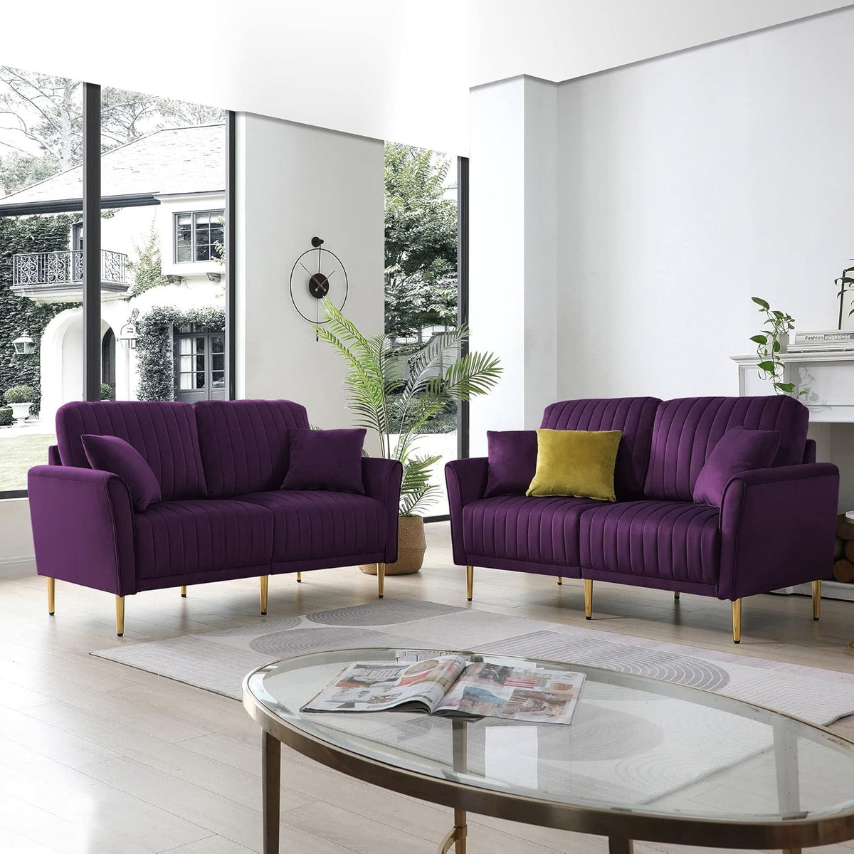 Purple Velvet Sofa and Loveseat Set N68478