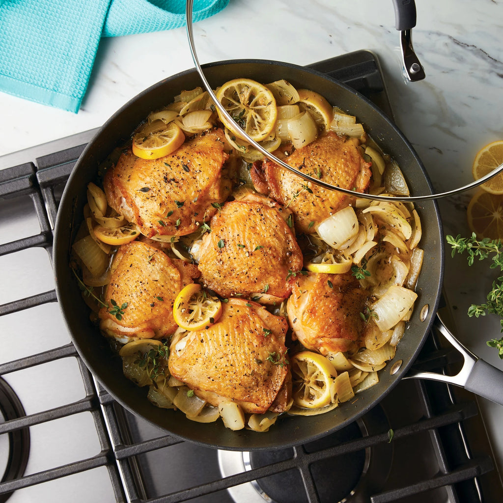 12 inch Hard-Anodized Nonstick Deep Frying Pan with Lid, Gray Q854650