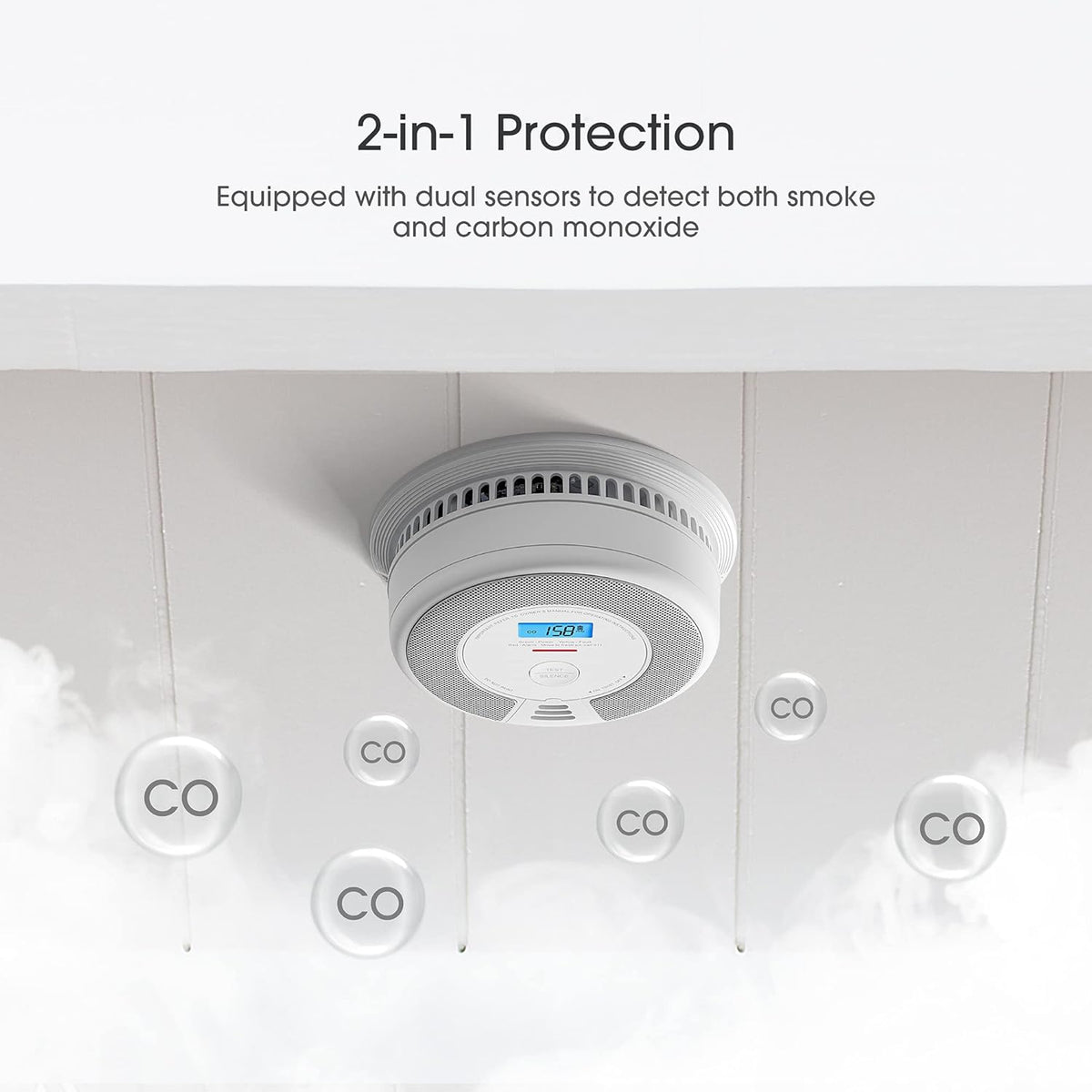 Wireless Interconnected Combination Smoke and Carbon Monoxide Detector with LCD Display, Pack of 3 K503