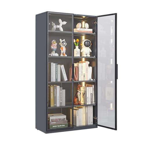 Glass Display Cabinet with Light Strips, 5 Shelves, Glass Doors V4110