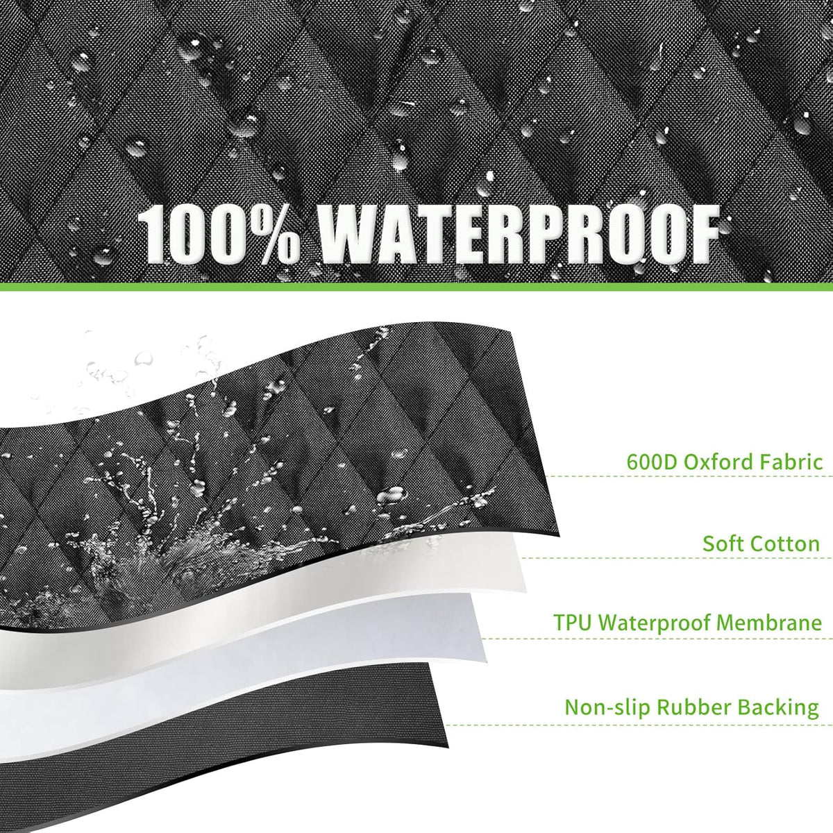 Waterproof Dog Car Seat Cover with Mesh Window and Storage Pockets S29040