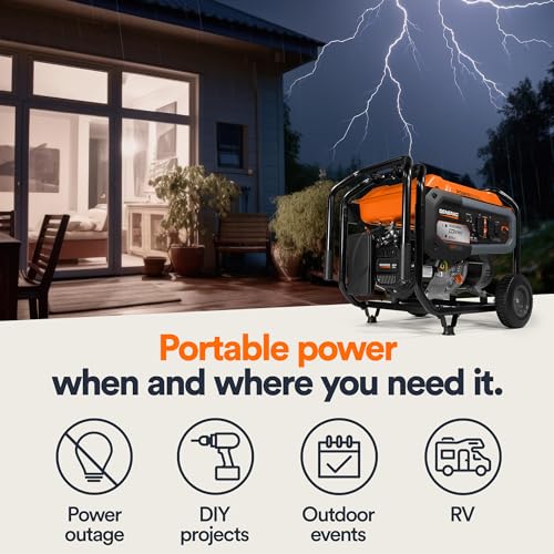 8,000-Watt Gas-Powered Portable Generator with Electric Start D65935
