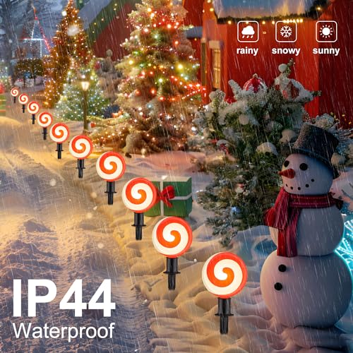 Red 10 LED Peppermint String Lights with Stakes O6296