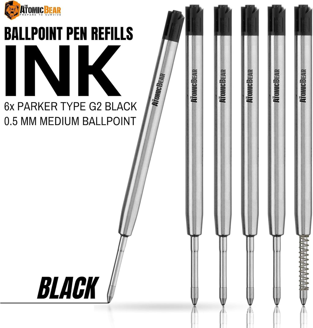 6 Pack Black Ink Medium Flow Refill Cartridges for Ballpoint Pens H400