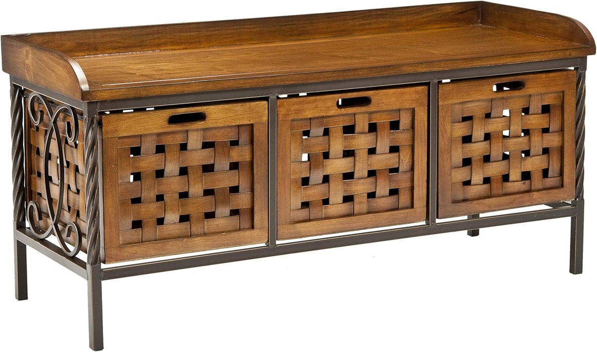 Brown Wooden Storage Bench R9517