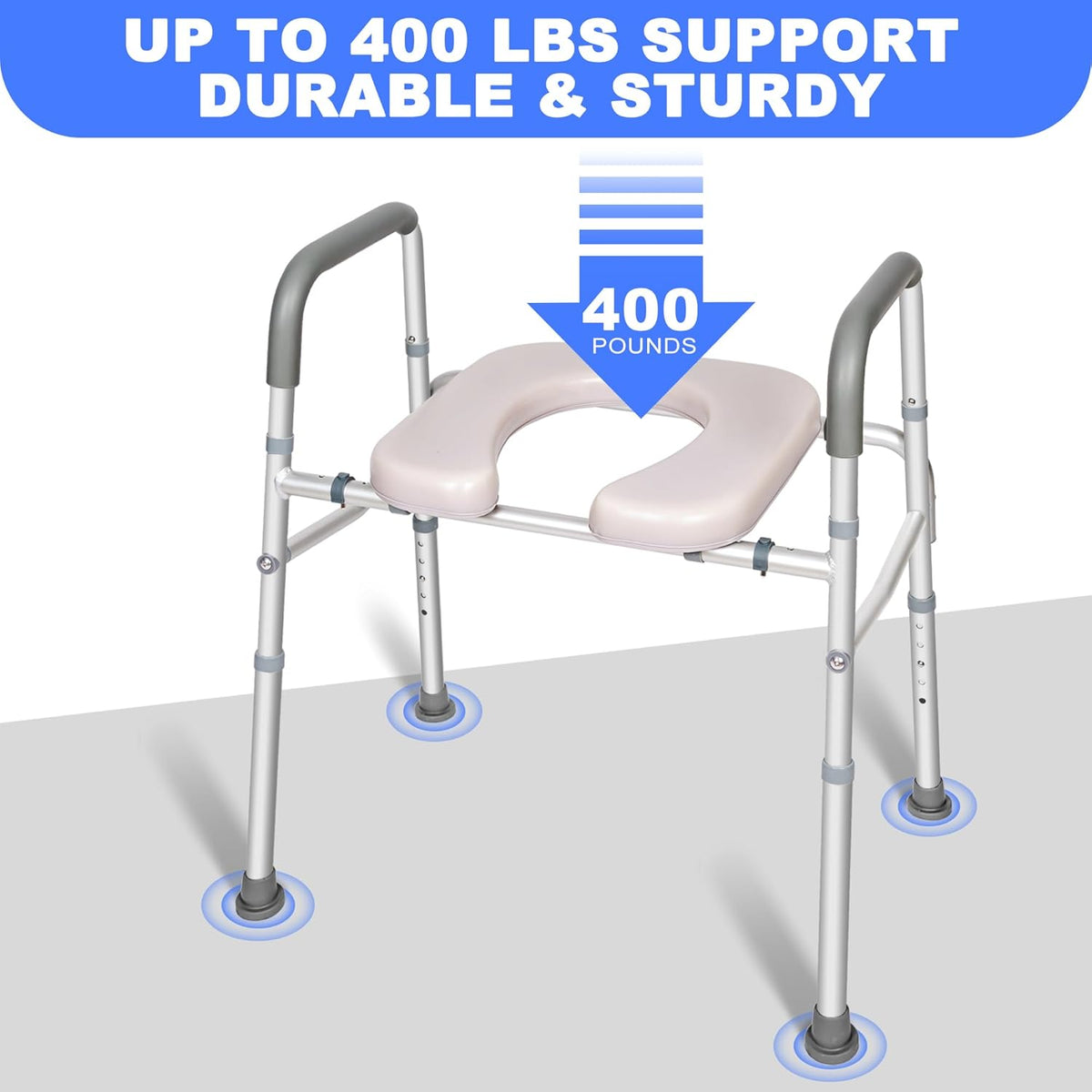 Raised Toilet Seat with Handles, Width Adjustable, 400 lbs O606496